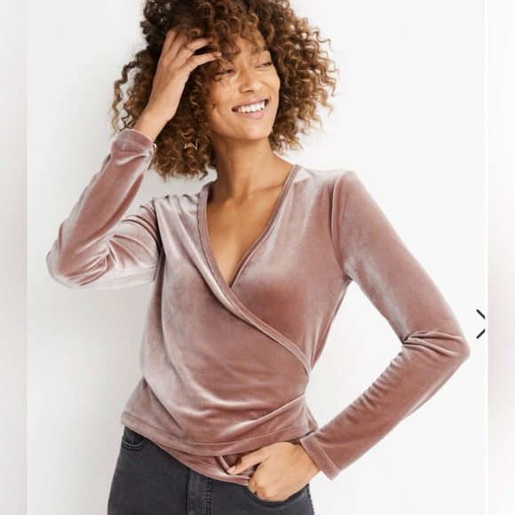 Madewell Tops - Madewell Velvet Ballet Wrap Top M
